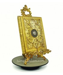 Gold Ornamental Quran Case and Vertical Stand